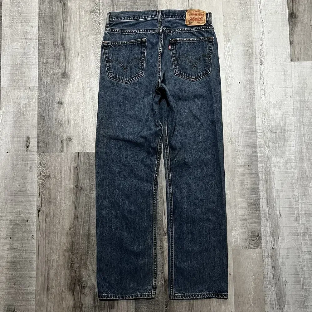 VTG Levis 505 Regular Fit Medium Wash Y2K Mens Denim Jeans 33x32 Straight Leg